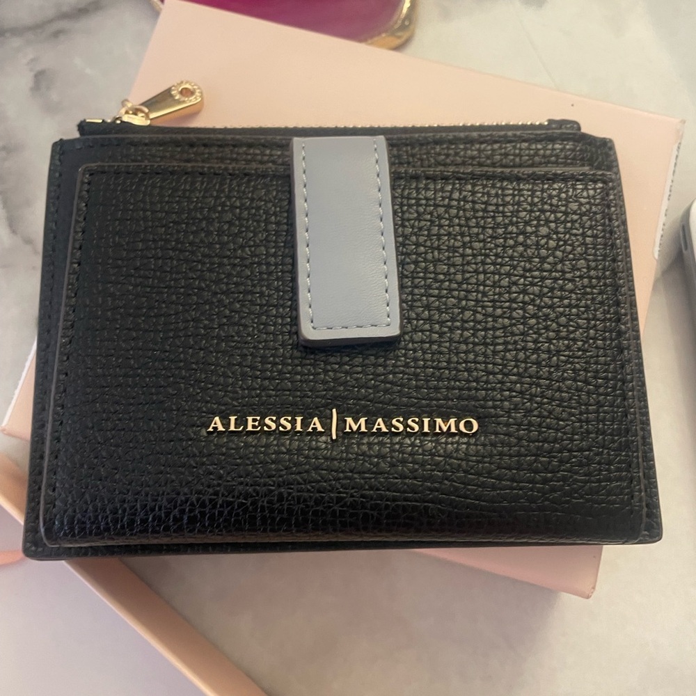 Alessia Massimo Italian Black Leather Wallet - Brand New